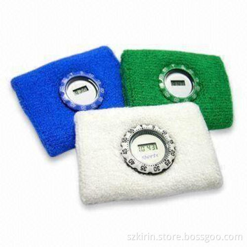 Sweatbands with Watch, Made of Cotton 80% + Elastic 12% + Nylon 8%, Available in Various Colors